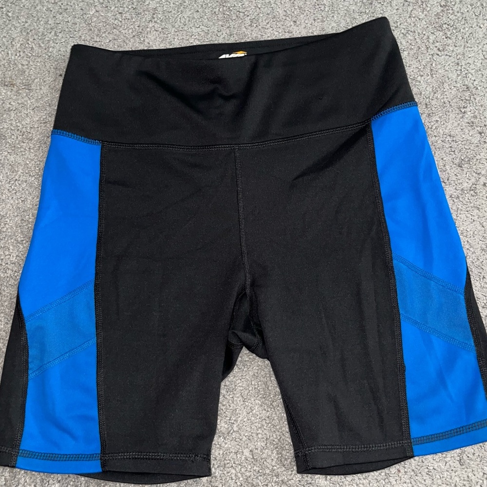 Size: M, Colors: Blue and Black, stretchy, used, goood condition
